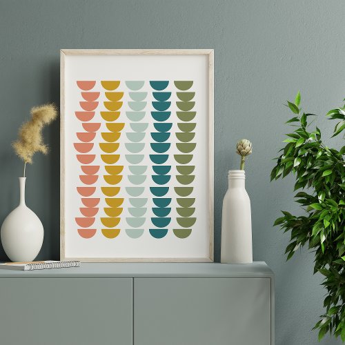 Modern Geometric Bowls Design in Earth Tones Poster