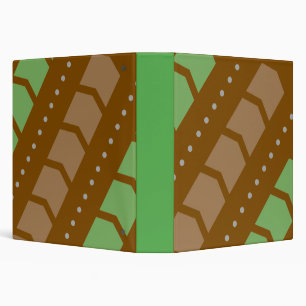 Modern Geometric Brown and Green Chevron Pattern 3 Ring Binder