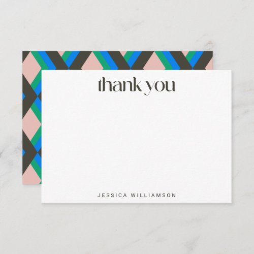 Modern Geometric Brown Blue Custom Bridal Shower  Thank You Card