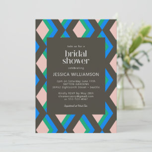 Modern Geometric Brown Blue Green Bridal Shower Invitation