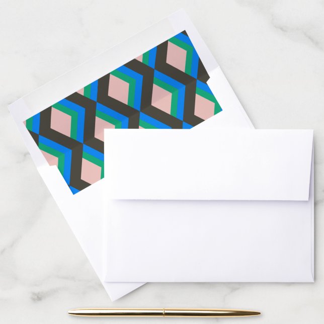 Modern Geometric Brown Blue Green Matching Envelope Liner (Desk)