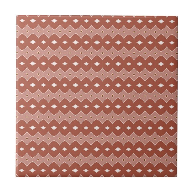 Modern Geometric Brown Terracotta Pattern Ceramic Tile (Front)