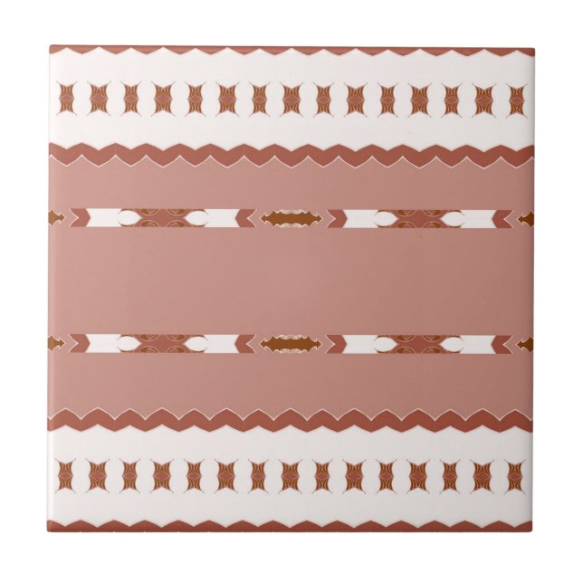 Modern Geometric Brown Terracotta Pattern Ceramic Tile (Front)
