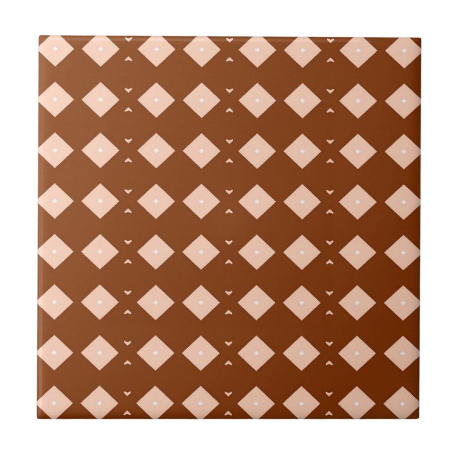 Modern Geometric Brown Terracotta Pattern Ceramic Tile (Front)
