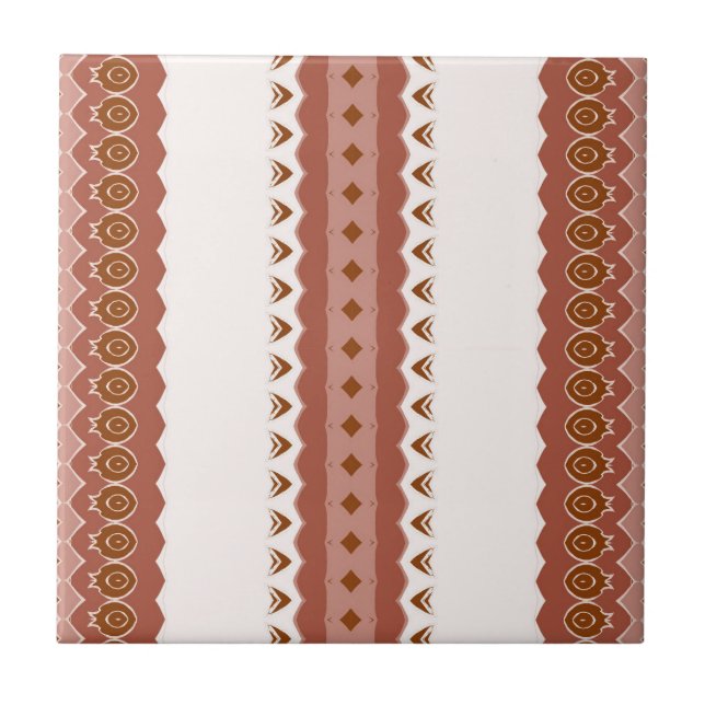 Modern Geometric Brown Terracotta Pattern Ceramic Tile (Front)