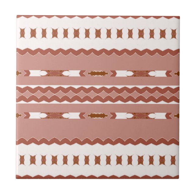 Modern Geometric Brown Terracotta Pattern Ceramic Tile (Front)