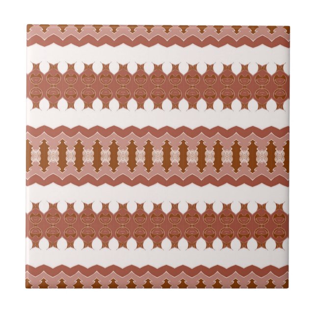 Modern Geometric Brown Terracotta Pattern Ceramic Tile (Front)