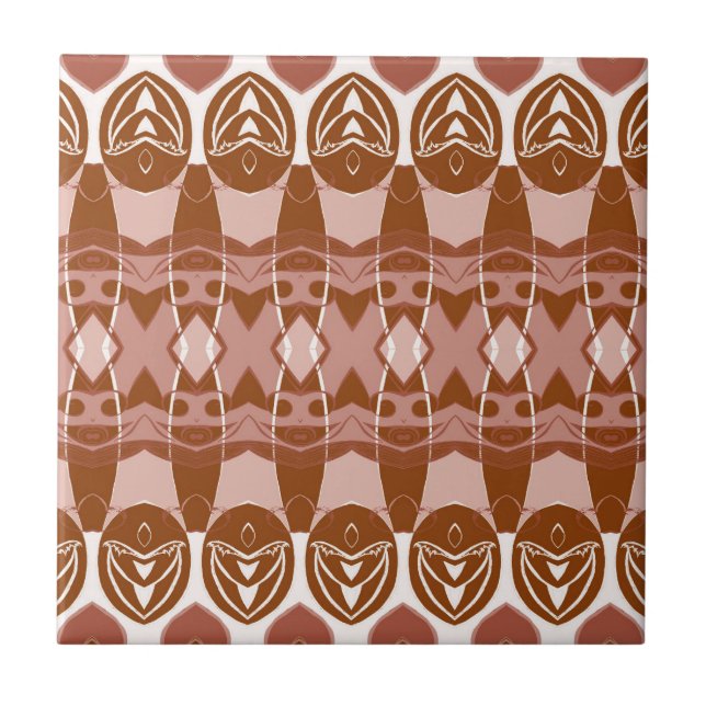 Modern Geometric Brown Terracotta Pattern Ceramic Tile (Front)