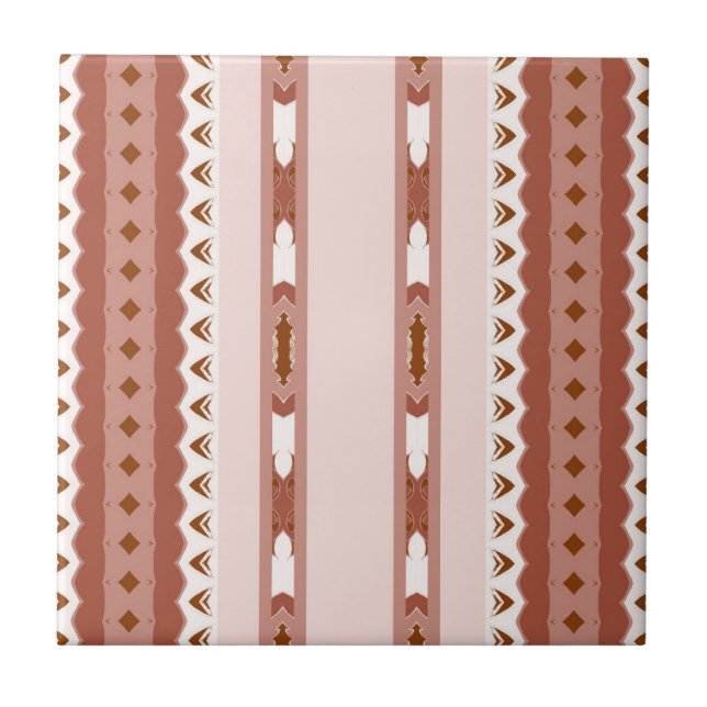 Modern Geometric Brown Terracotta Pattern Ceramic Tile (Front)