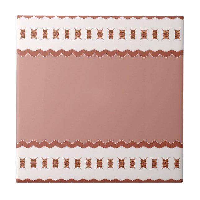 Modern Geometric Brown Terracotta Pattern Ceramic Tile (Front)