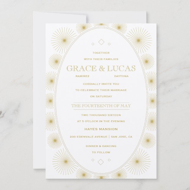 Modern Geometric Burst Wedding Invitation (Front)
