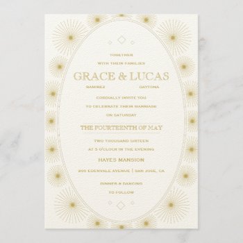 Modern Geometric Burst Wedding Invitation by envelopmentswedding at Zazzle