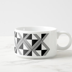 Modern Geometric Check Stripe Black White Abstract Bowl