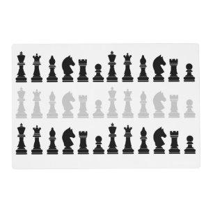 Modern Geometric Chess Game Black White Pattern  Placemat