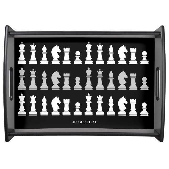 Modern Geometric Chess Game Black White Pattern  Serving Tray (Front)