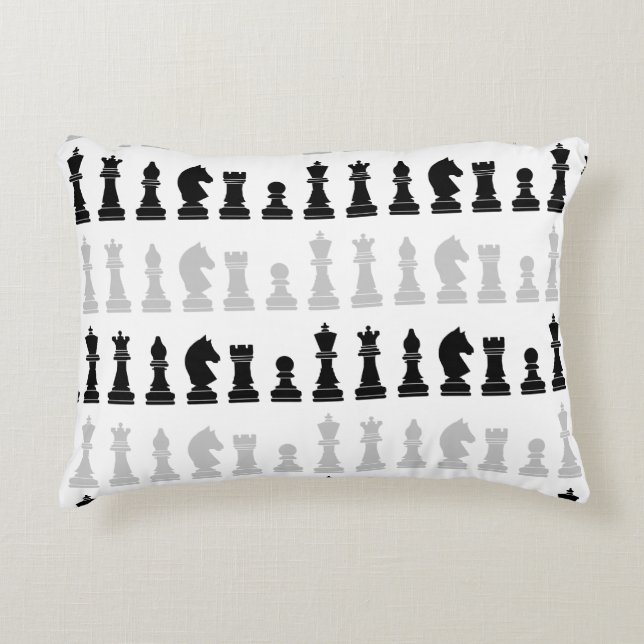 Modern Geometric Chess Piece Black White Pattern  Accent Pillow (Front)