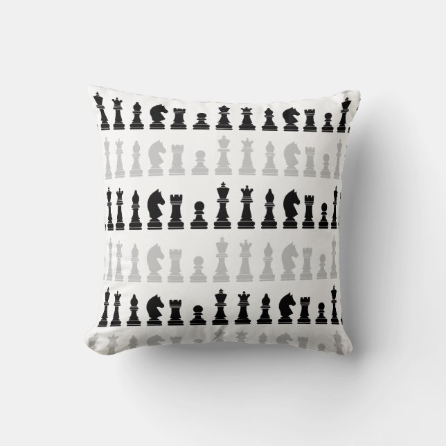 Modern Geometric Chess Piece Black White Pattern  Throw Pillow (Front)