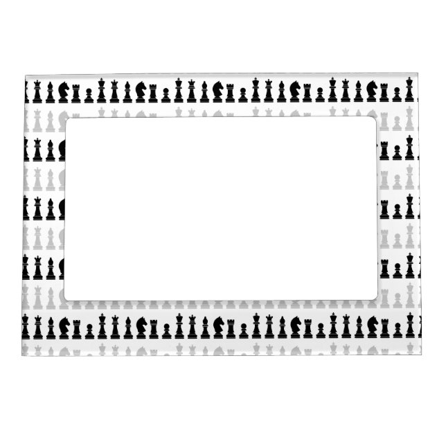 Modern Geometric Chess Piece Game Pattern  Magnetic Frame (Front)