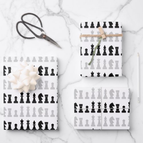 Modern Geometric Chess Pieces Game Pattern  Wrapping Paper Sheets