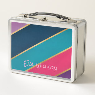 Modern Geometric Chic Personalized Metal Lunchbox