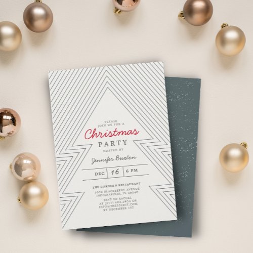 Modern Geometric Christmas Green Holiday Party Inv Invitation