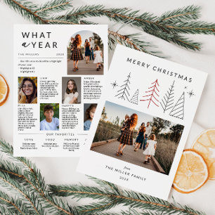 Modern Geometric Christmas Photo Year In Review Holiday Card