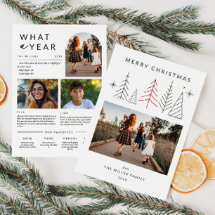 Modern Geometric Christmas Photo Year In Review Holiday Card