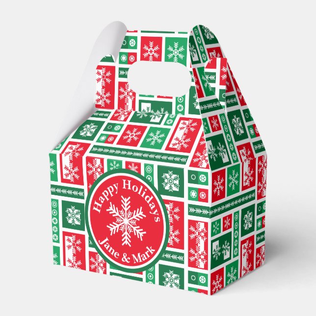 Modern Geometric Christmas Snowflakes Pattern Favor Boxes (Front Side)