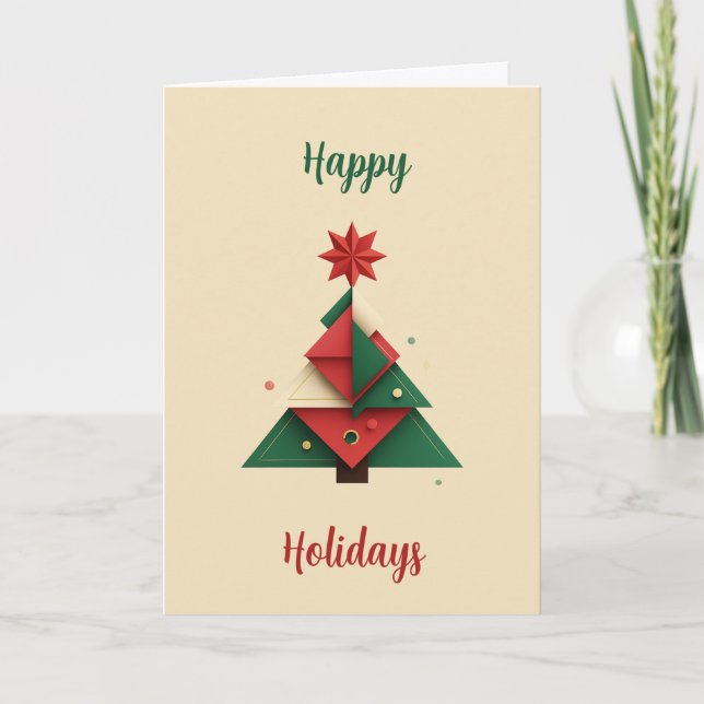 Modern Geometric Christmas Tree Card  (Front)
