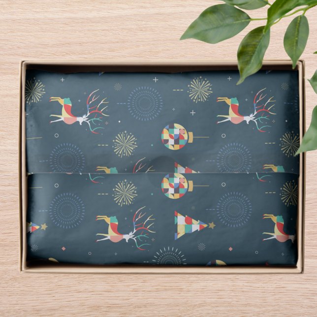 Modern Geometric Christmas Tree Reindeer Tissue Paper (Creator Uploaded)