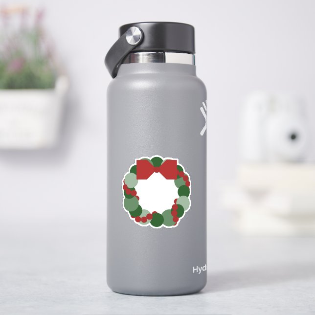 Modern Geometric Christmas Wreath Sticker (HydroFlask)