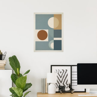 Modern Geometric Circles and Squares Wall Art