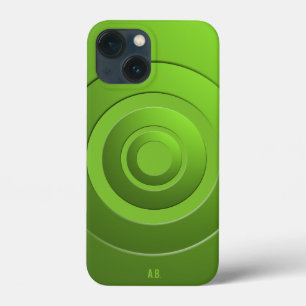 Modern Geometric Circles Lime Green any Initials iPhone 13 Mini Case