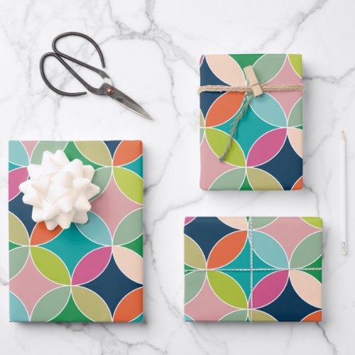 Modern Geometric Circles Multi_Colored Wrapping Paper Sheets
