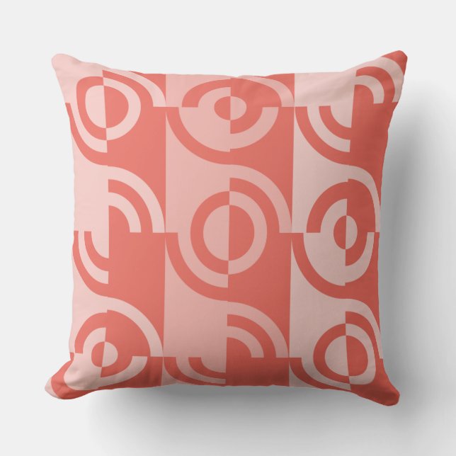 Modern Geometric Circular Fragments Red Throw Pillow (Front)