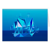 Modern Geometric Clipper Ship, Cobalt Blue (Front Horizontal)