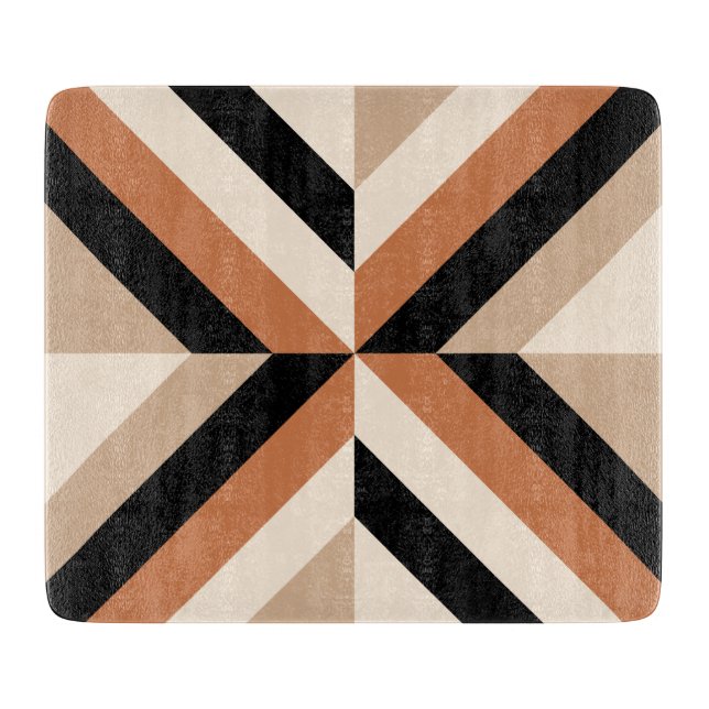 Modern Geometric Color Block Brown Cutting Board (Front)
