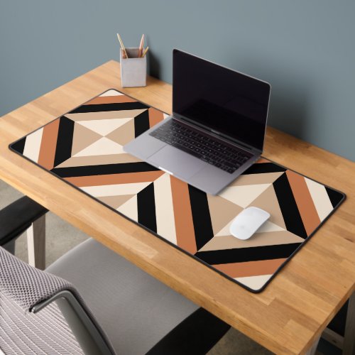 Modern Geometric Color Block Brown Desk Mat
