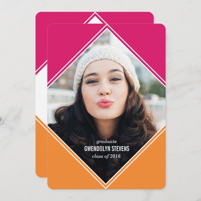 Modern Geometric Color Block Graduation Invitation (Front/Back)