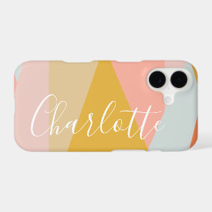 Modern Geometric Color Block Personalized Coral iPhone 17 Case