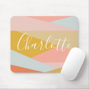Modern Geometric Color Block Personalized Peach Mouse Pad