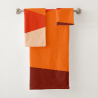Modern Geometric Color Block Warm Red Orange