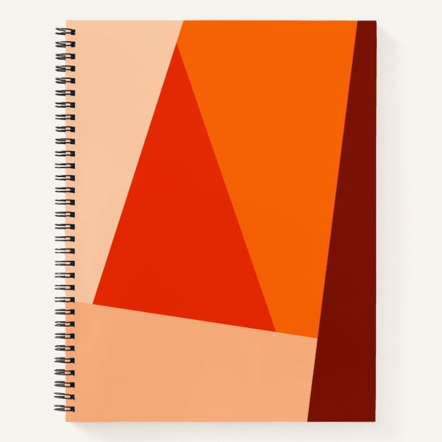 Modern Geometric Color Block Warm Red Orange Notebook (Front)