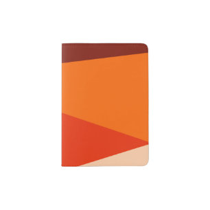 Modern Geometric Color Block Warm Red Orange Passport Holder