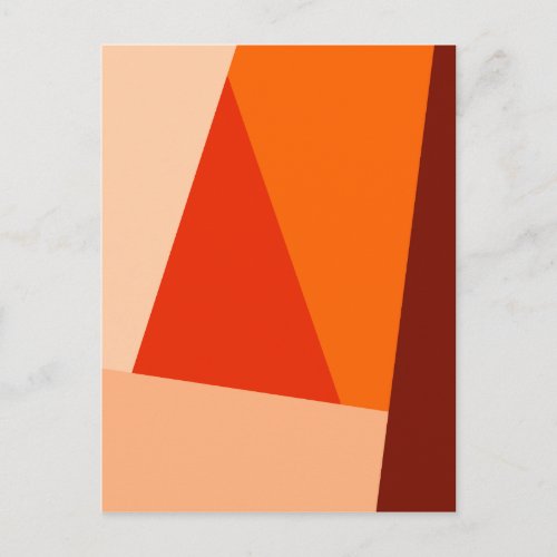 Modern Geometric Color Block Warm Red Orange Postcard