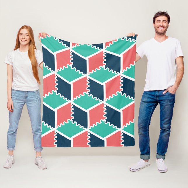 Modern Geometric Color Cube Fleece Blanket – Trend (In Situ)