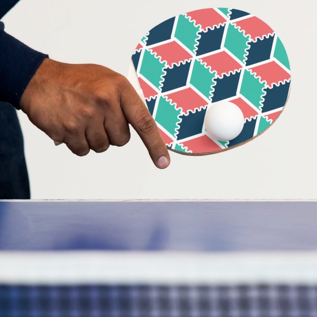 Modern Geometric Color Cube Ping Pong Paddle  (Insitu)