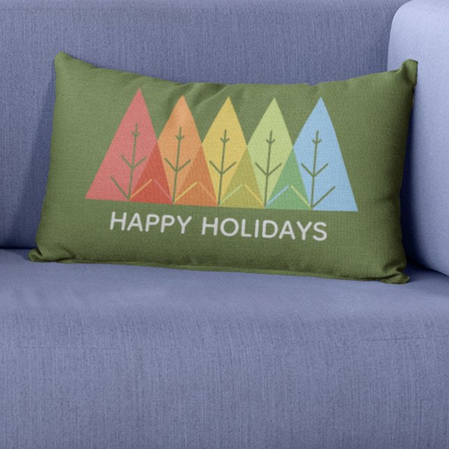 Modern Geometric Color Overlapping Christmas Lumbar Pillow (Creator Uploaded)