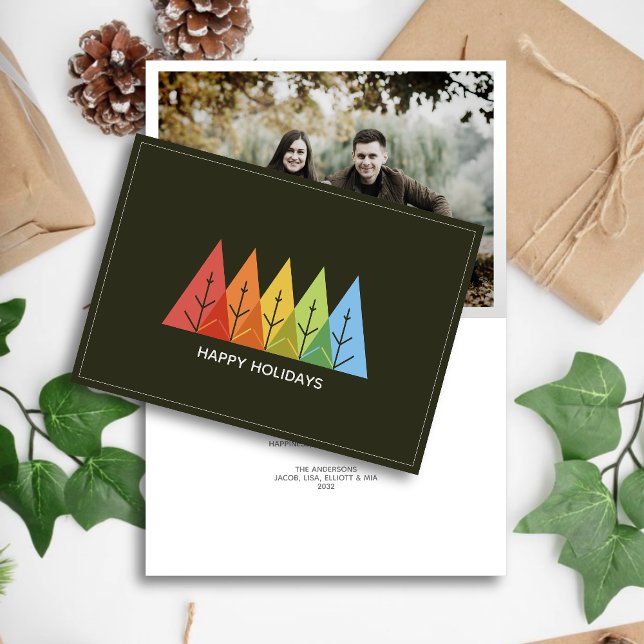 Modern Geometric Color Overlapping Christmas Photo Holiday Card (Creator Uploaded)