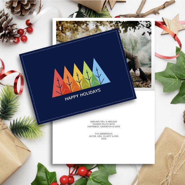 Modern Geometric Color Overlapping Christmas Photo Holiday Card (Creator Uploaded)